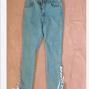 Shein Blue Tie Up Jeans